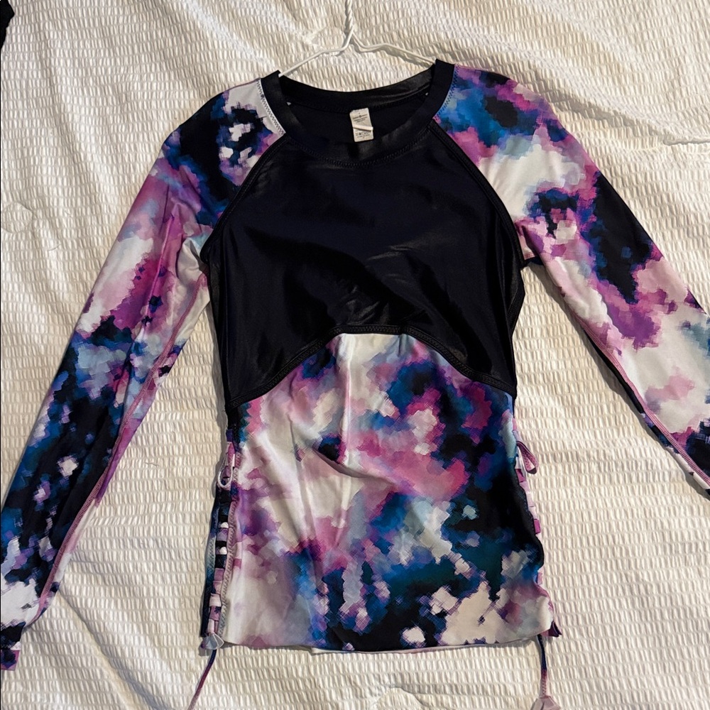 lululemon athletica Black and Multicolor Long Sleeve Top